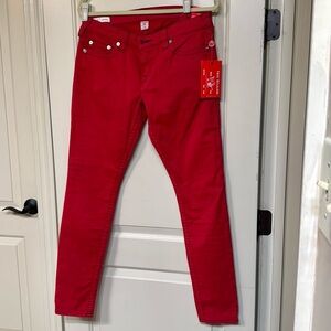 True Religion Red denim jeans. NWT - size 32 - Stella low rise skinny jeans